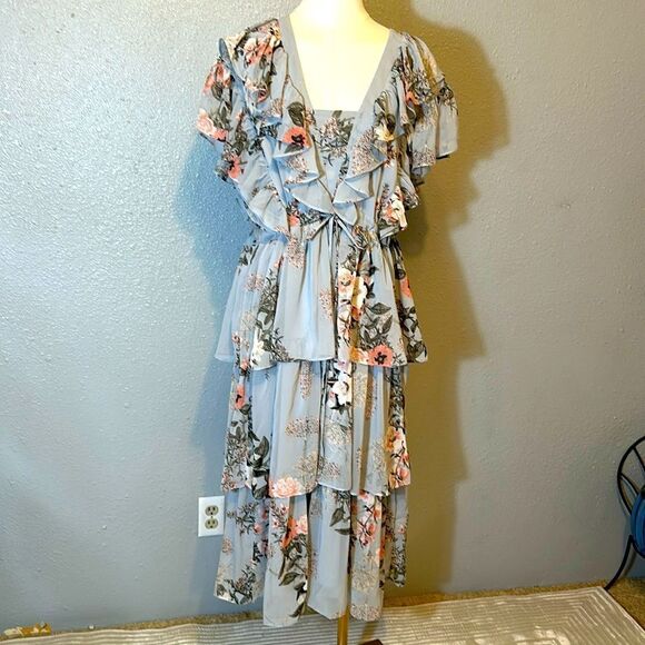JessaKae collection women’s floral tiered with drawstring size L - Picture 1 of 11